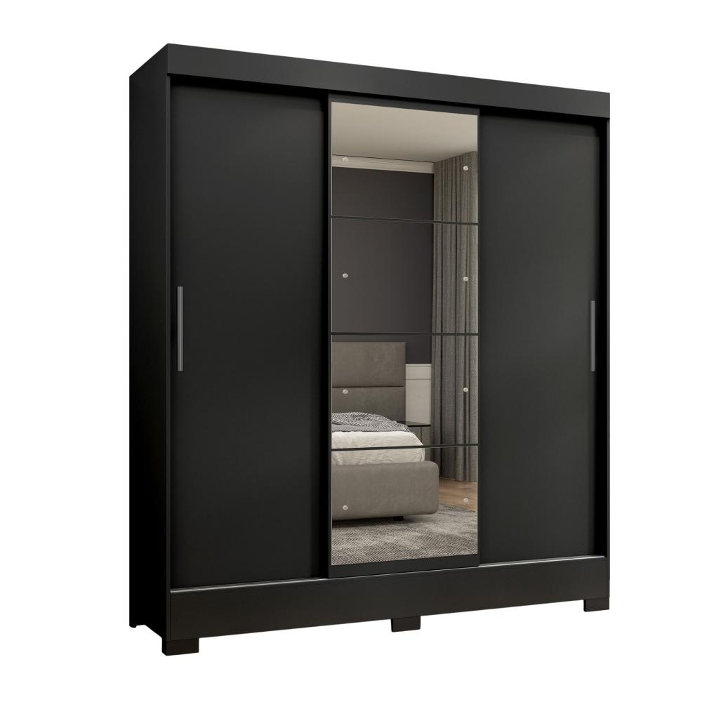 Miniatura Guarda Roupa Casal com Espelho 3 Portas Atenas Yescasa Preto
