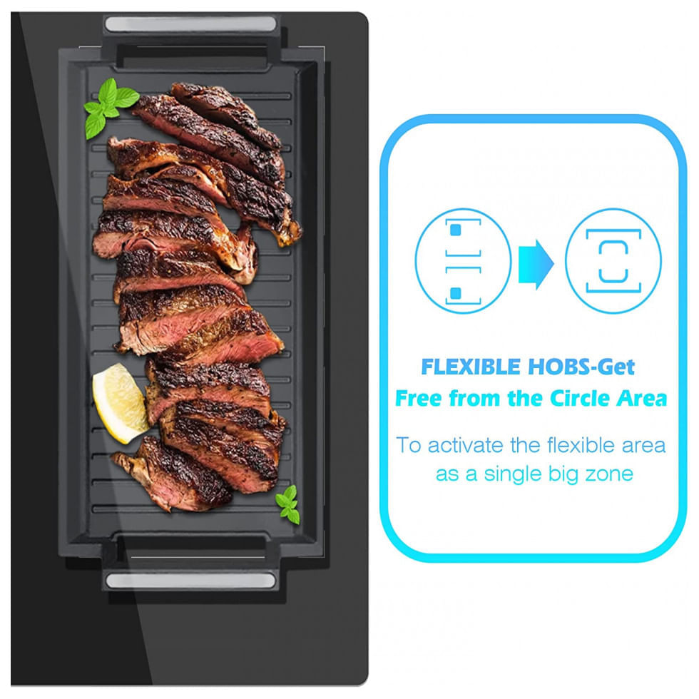 Miniatura Cooktop de indução de 36 polegadas 5 queimadores Boost, fogão elétrico embutido com zona flexível dupla, 9 níveis de potên...