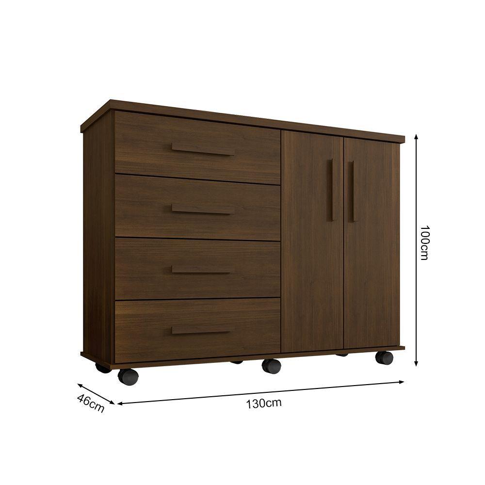 Miniatura Cômoda Geval Encanto Com 04 Gavetas 02 Portas E Rodízios - Imbuia - Cor: Marrom