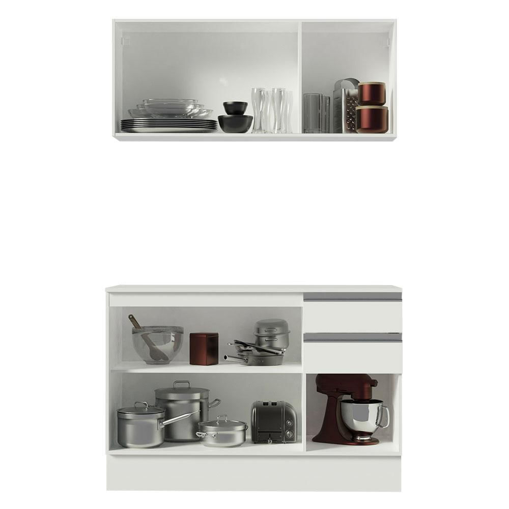 Miniatura Armário de Cozinha Compacta 100% MDF 120 cm Smart Madesa 01 Branco