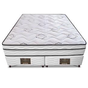 Miniatura Cama Box King Size Bipartida Cama inBox Moderne Ortopédico com Camada Especial de Espuma D45 63x193x203cm - Branco/Grafite