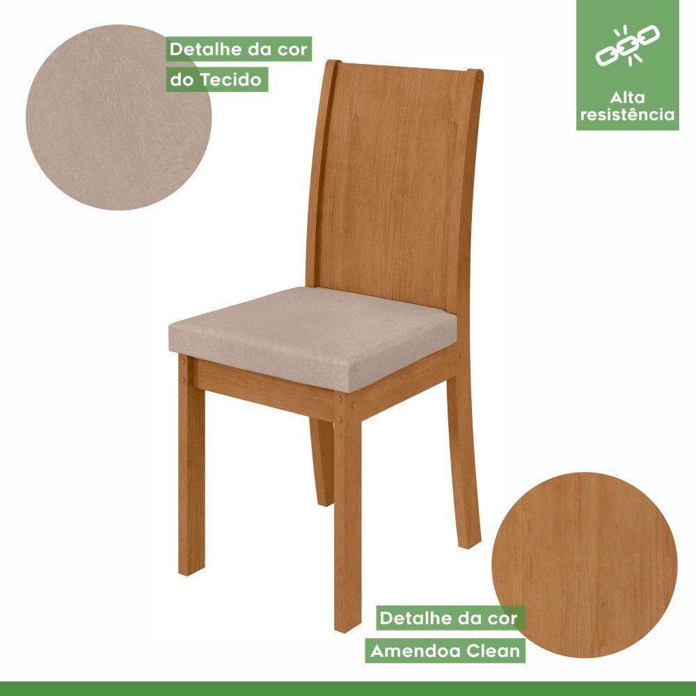 Conjunto 2 Cadeiras Estrutura Mdf/mdp Athenas Móveis Lopas Amêndoa /veludo Creme
