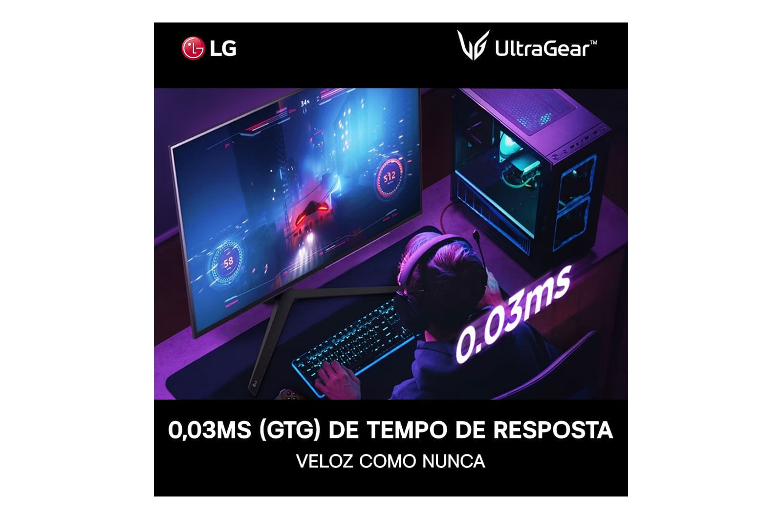 Monitor Gamer LG UltraGear OLED – Tela OLED 27”, QHD, HDR400, True black, 1.5M:1, 240Hz, 0,03ms (GtG), NVIDIA® G-SYNC® – 27GS95QE-B