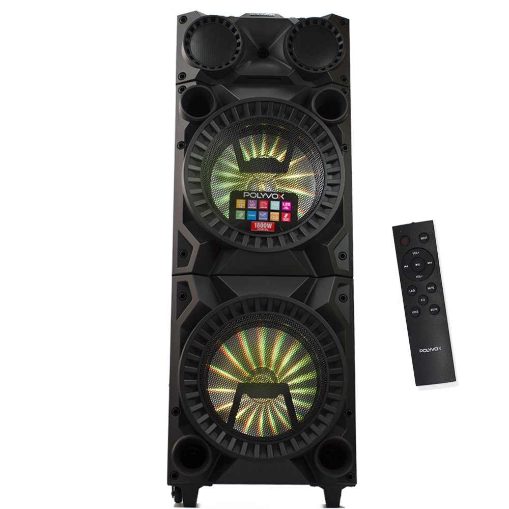 Miniatura Caixa de Som Bluetooth Torre TWS Polyvox XT1200 com Controle Remoto e Mesa Equalizadora