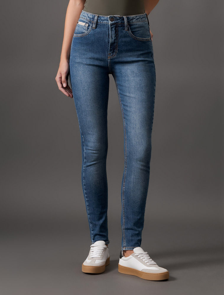 Miniatura Calça Jeans Feminina Skinny High Rise Calvin Klein Jeans - Azul Médio Calça Jeans Feminina Skinny High Rise Calvin Klein Jeans Azul Médio 34