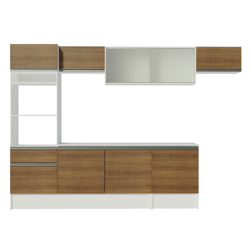 Miniatura Cozinha Completa Madesa Topazio 300001 com Armário, Balcão e Tampo Branco/Rustic Cor:Branco/Rustic