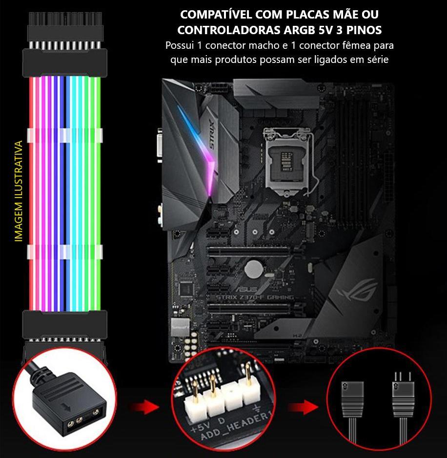 Miniatura Extensor GPU Cabo Sleeved ARGB 3x8pin Fonte ATX 5v 3pin 25cm