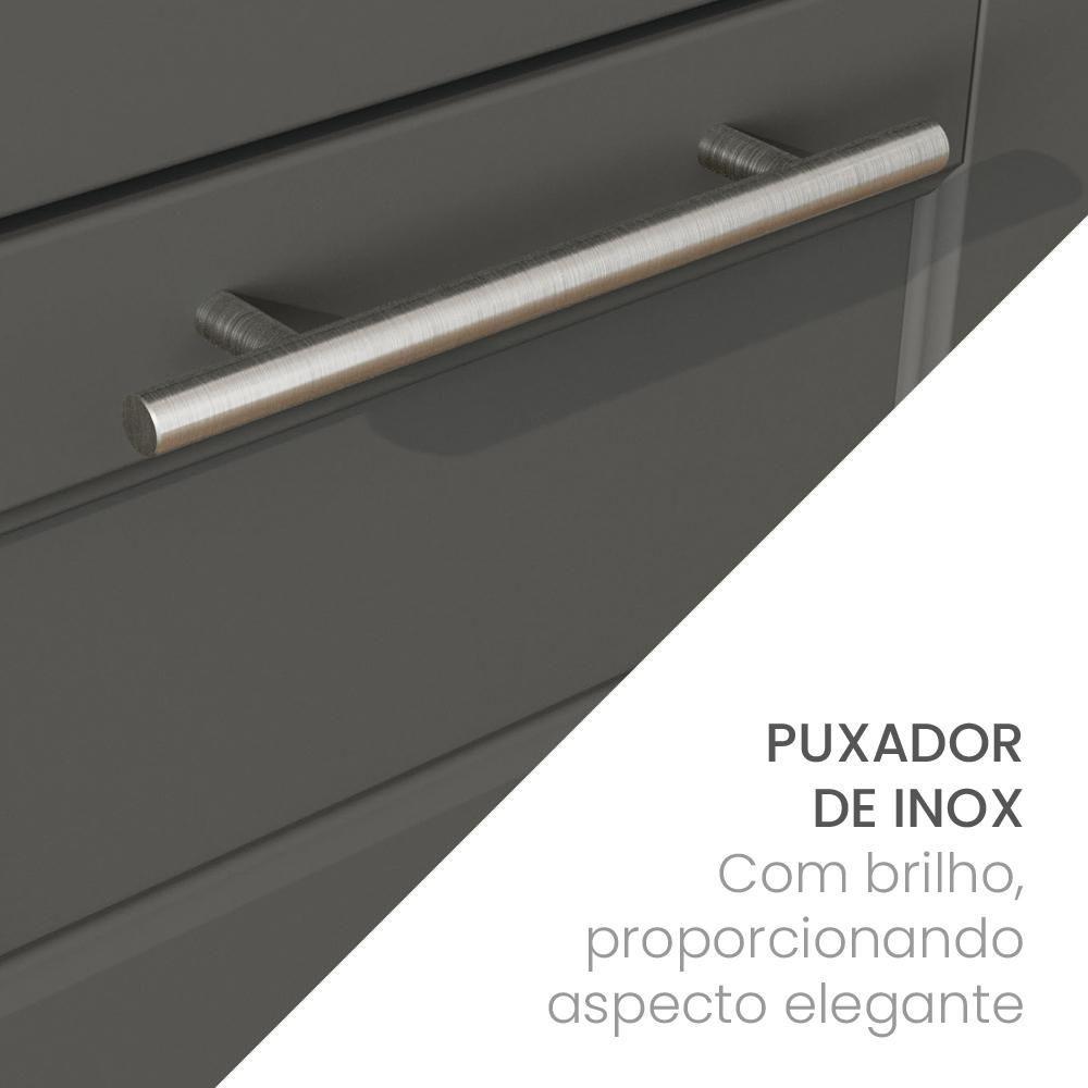 Armário Aéreo Canto Cozinha 1 Porta De Vidro Reflecta Menu Fettuccine Kitchen Branco/Cinza