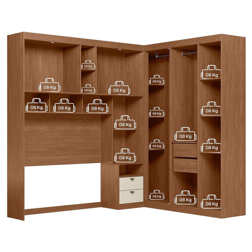 Guarda-roupa Modulado Casal MDP Lugano Jatobá/Areia