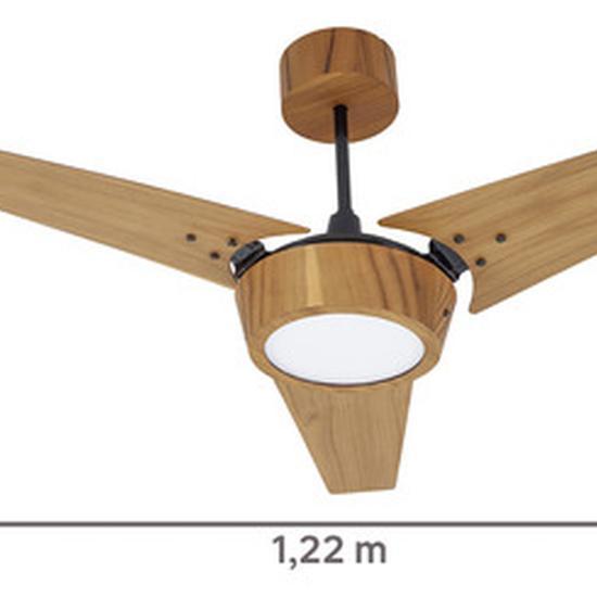 Miniatura Ventilador Teto Controle Remoto 116Cm Madeira Wood 127V