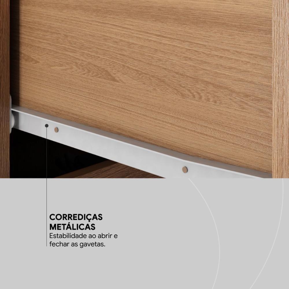 Miniatura Guarda Roupa Casal 3 Portas Com Espelho E 2 Gavetas Residence Amêndola Touch-off White