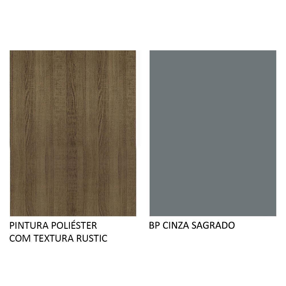 Balcão De Pia Cozinha 2 Portas E 3 Gavetas (com Tampo) Rustic/cinza Agata Madesa Rustic/cinza