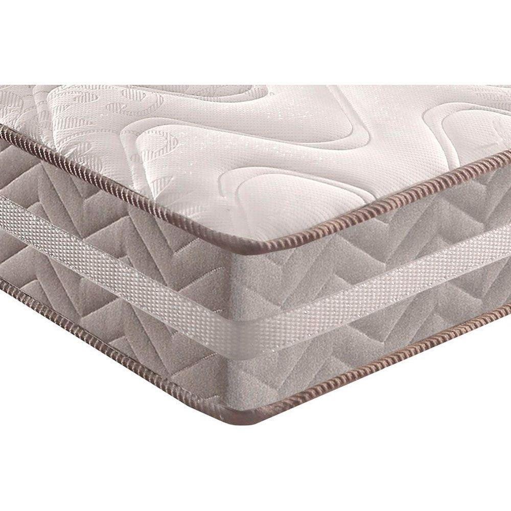 Miniatura Cama Box Baú Queen: Colchão Anatômico Paropas D33 - Ag65 Confort + Base Crc Suede Gray(158x198)