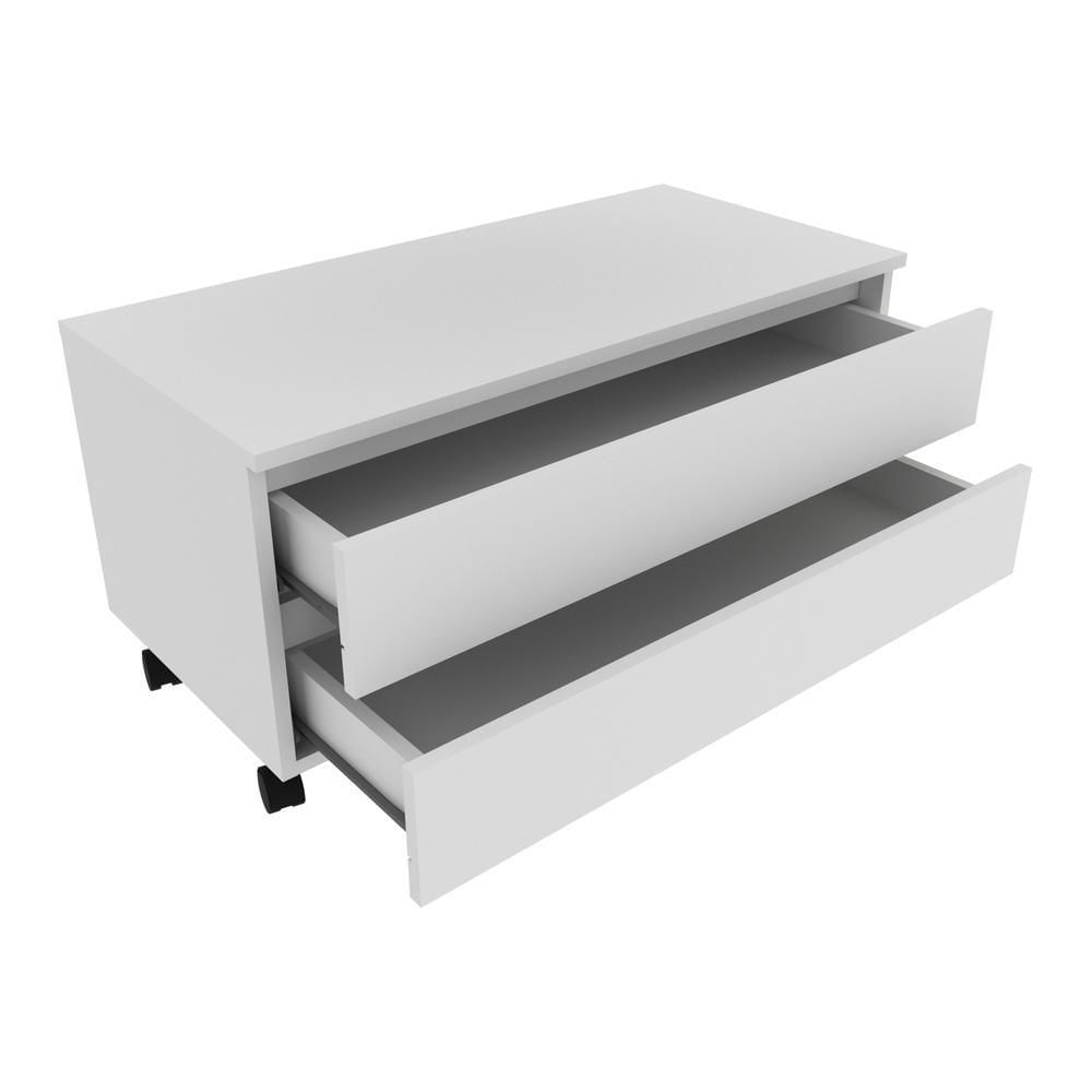 Miniatura Gabinete Banheiro 2 Gavetas Com Rodízios 80Cm Cr10083 Branco