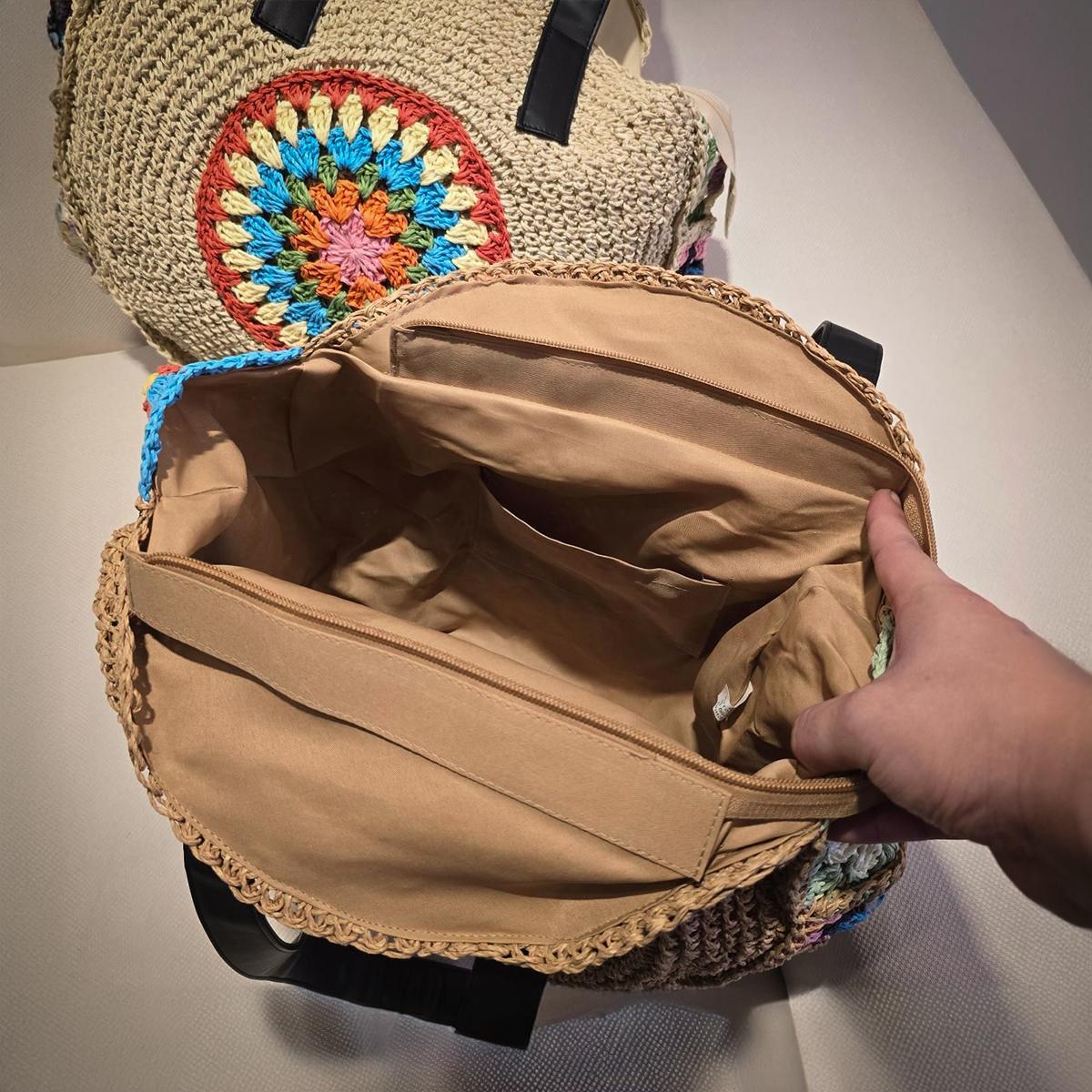 Miniatura Bolsa Artesanal Redonda Crochê Praia Verão Forrada