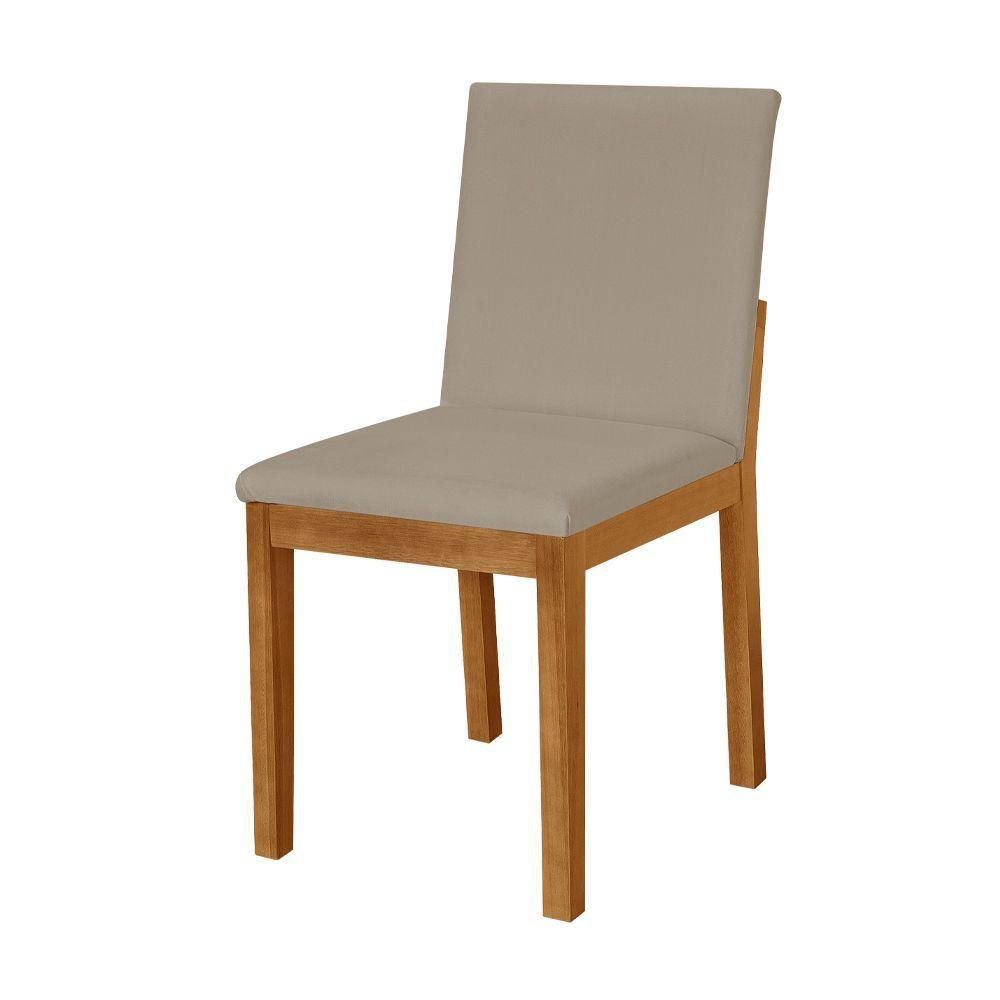 Miniatura Cadeira De Jantar Estofada Veludo Bege Pérola Base Madeira Maciça - Cor: Bege