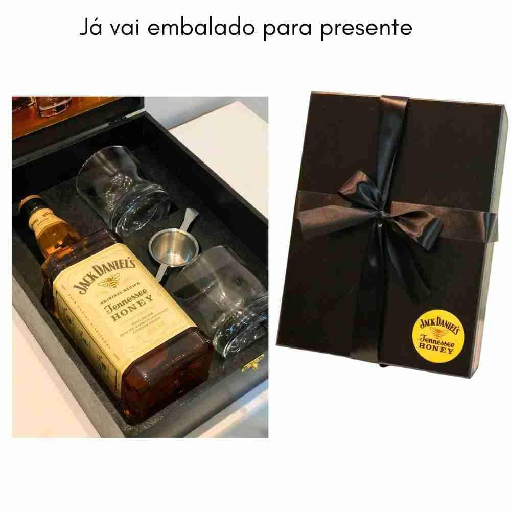 Miniatura Kit Whisky Jack Daniels Honey Mel 1Lt + 2 Copos + Dosador