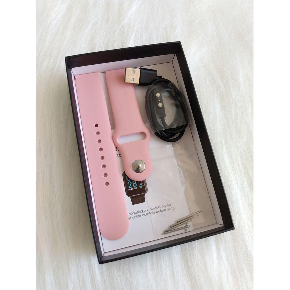 Kit Relógio Smartwatch Rose + 2 Pulseiras + Fone Bluetooth