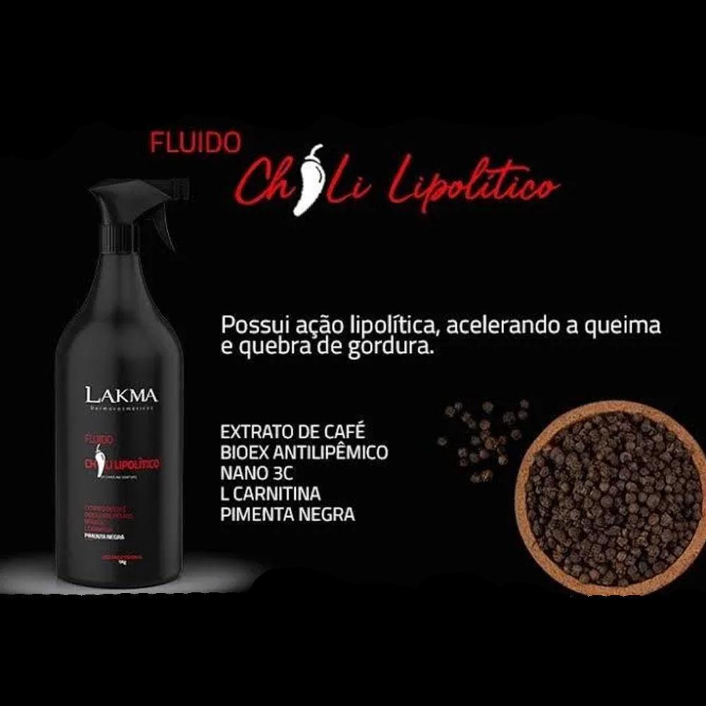 Miniatura Kit Chili Lakma Lipolítico Pimenta Negra Redutor 3 Passos Creme - Celulite e flacidez - Redutor de medidas - Redutor - Gordura localizada - Kit - Lakma - 3x