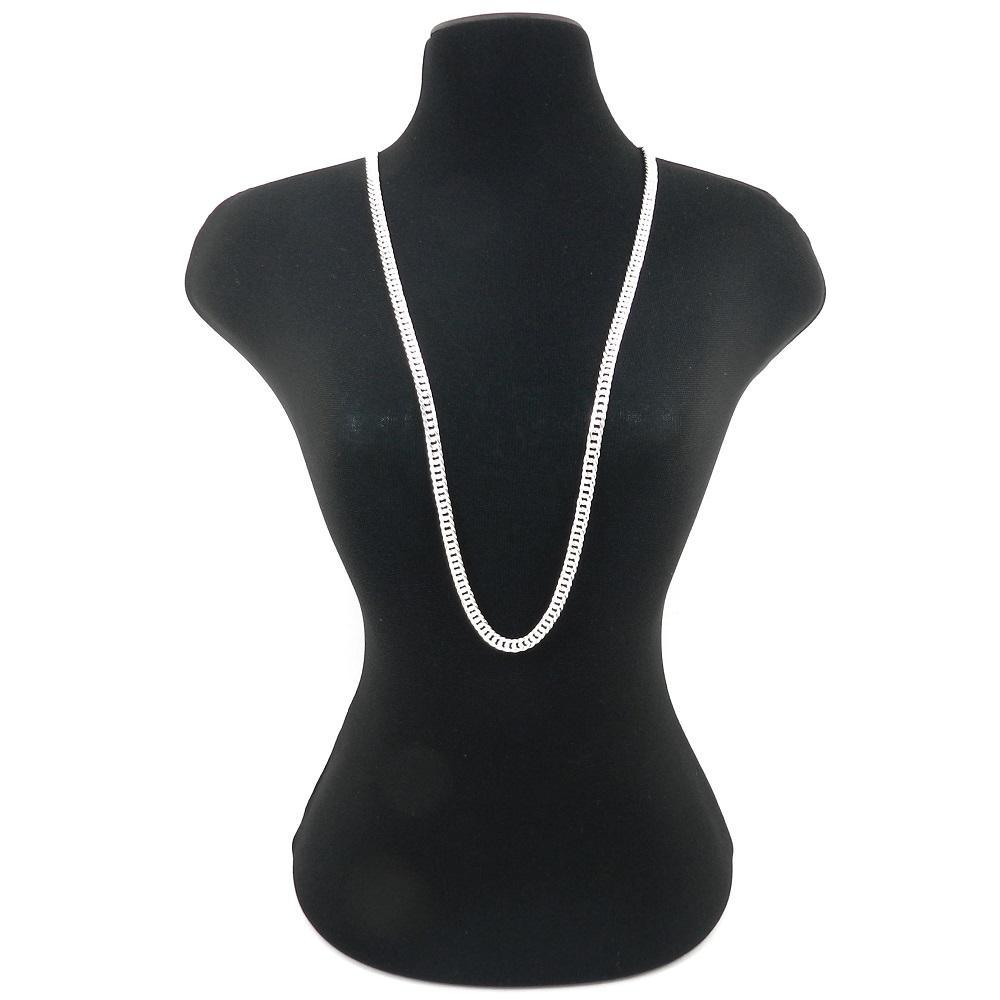 Miniatura Corrente Masculina 60Cm 4Mm Largura Folheada Prata Cr849