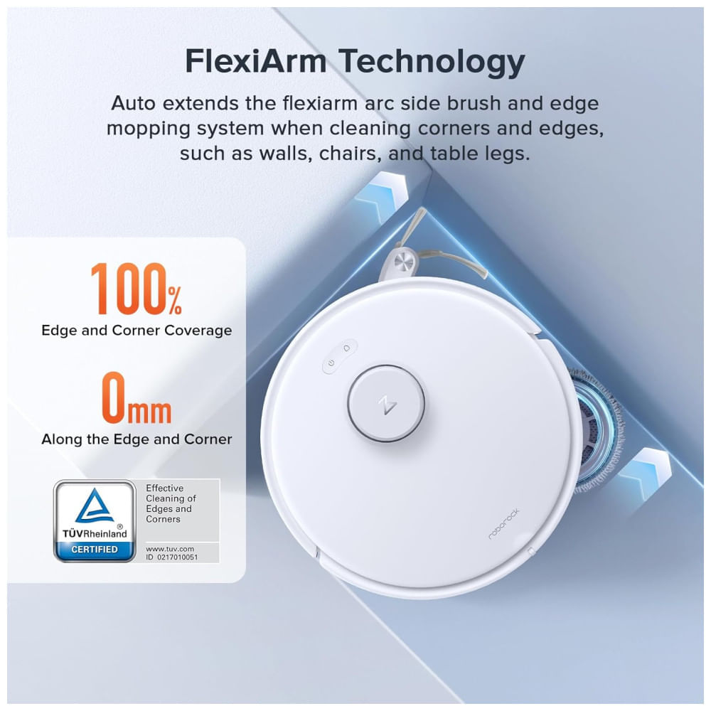 Roborock Qrevo Curv S5X: Robô Aspirador 2 em 1 com 17.000Pa, Anti-Emaranhamento, Mop FlexiArm, Desvio Inteligente de Obstáculos.