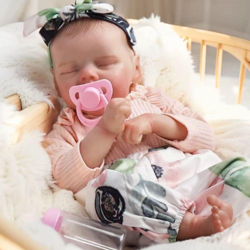 Miniatura Bebê Reborn Menina Dormindo Olhos Fechados Artesanal Realista