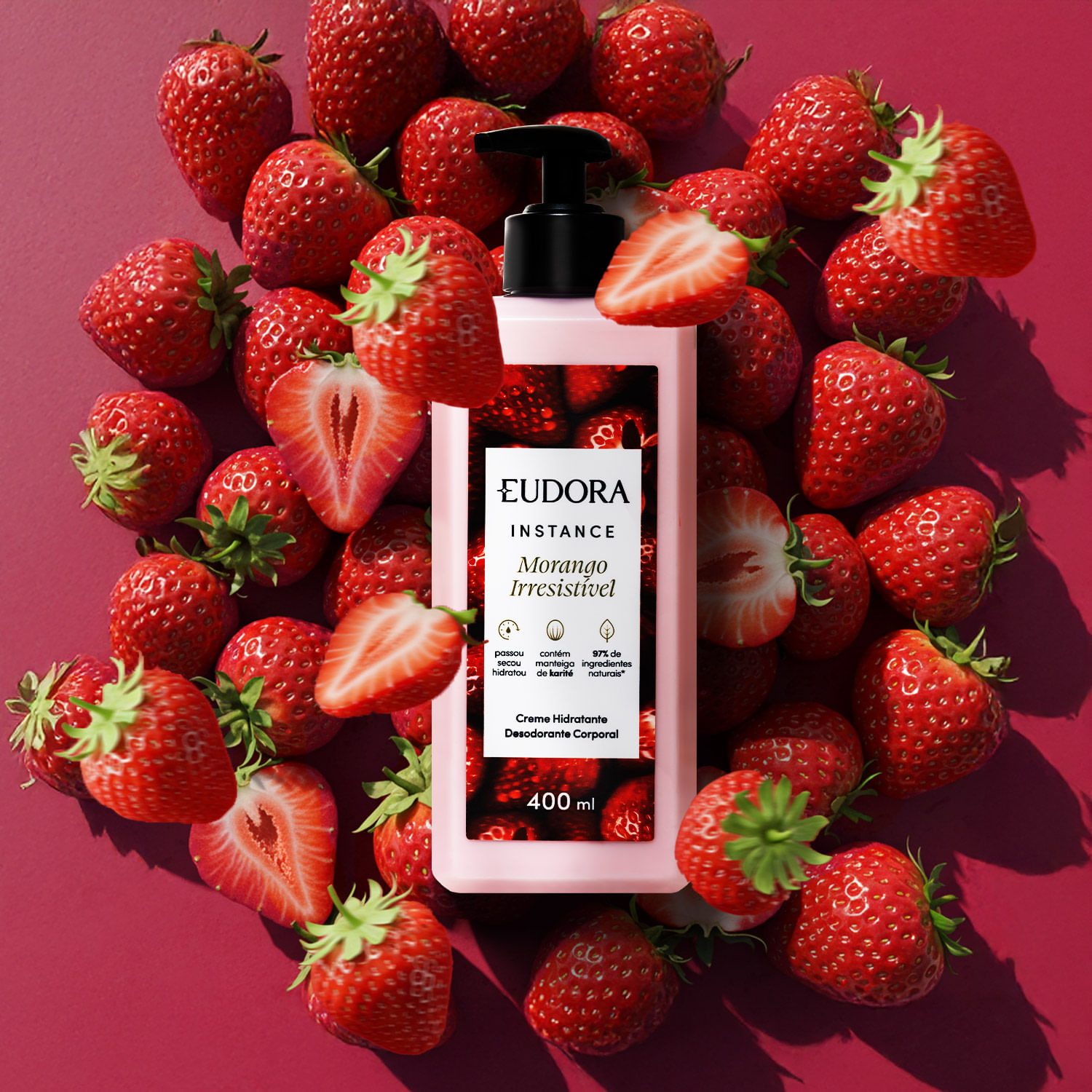 Miniatura Eudora Instance Morango Irresistível Creme Hidratante 400ml