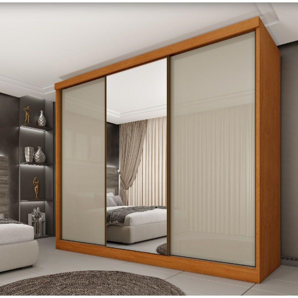 Miniatura Guarda Roupa 3 Portas Monte Carlo Com Espelho Tcil Móveis Cinamomo Off White