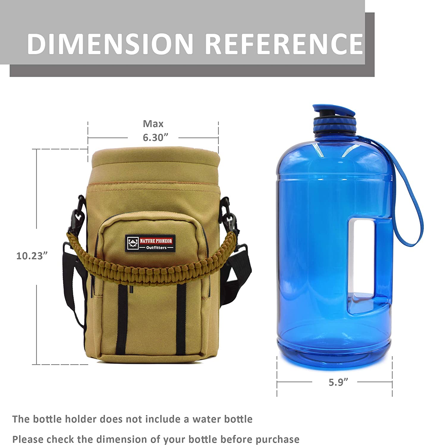 Miniatura NATURE PIONEOR Bolsa Térmica para Garrafa 1L com Alça para T ransporte e Bolsos Garrafa não incluída Marrom