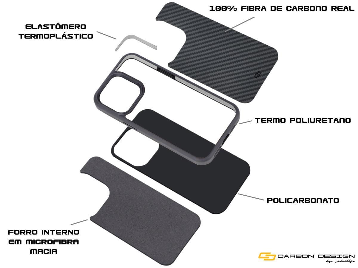Para Iphone 13 Capa Case Capinha Fibra Carbono Real Premium