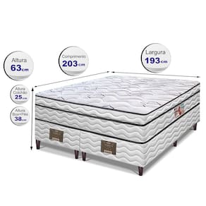Miniatura Cama Box King Size Bipartida Cama inBox Moderne Ortopédico com Camada Especial de Espuma D45 63x193x203cm - Branco/Grafite