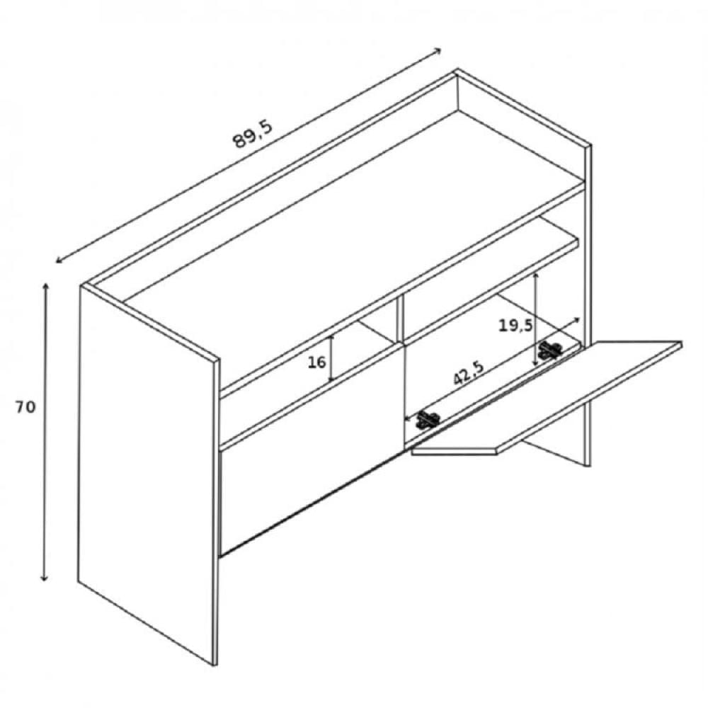 Miniatura Conjunto Rack para TV até 48 Polegadas 2 Portas e Aparador 2 Portas 2 Nichos Estrela Estilare Branco Madeirado/Off White