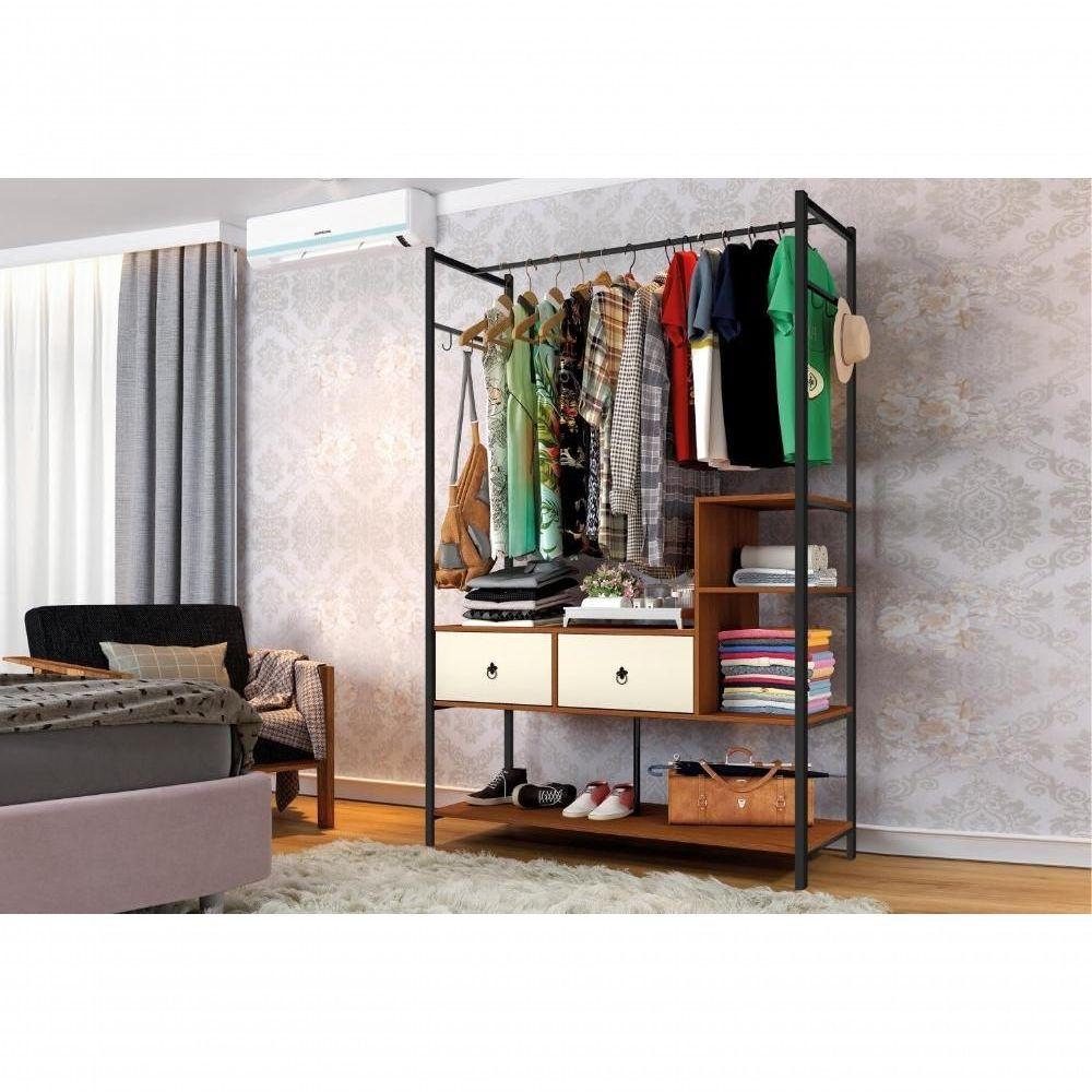 Miniatura Guarda Roupa Industrial Mazzara Preto Canela Off White