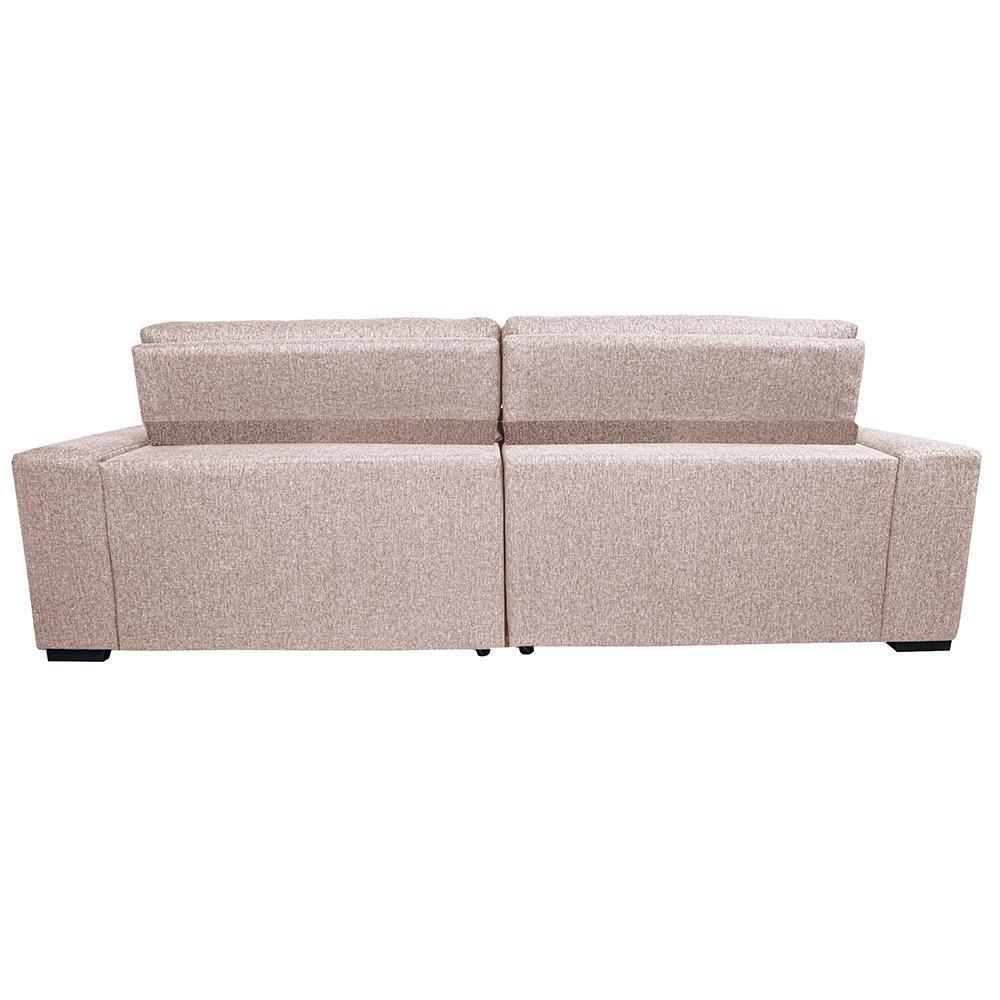Sofá Retrátil E Reclinável 2,55m Molas Ensacadas Cama Inbox Style Thermo Gel Linho Bege Claro