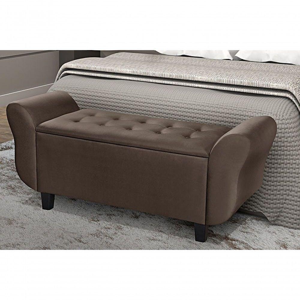 Miniatura Conjunto Quarto Recamier Baú Cabeceira 160 Cm Marrom