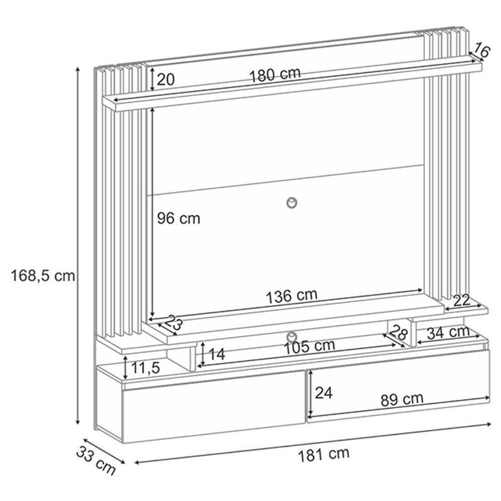 Miniatura Painel Para Tv Home Suspenso Brasil Cinamomo Off White - Hb Móveis