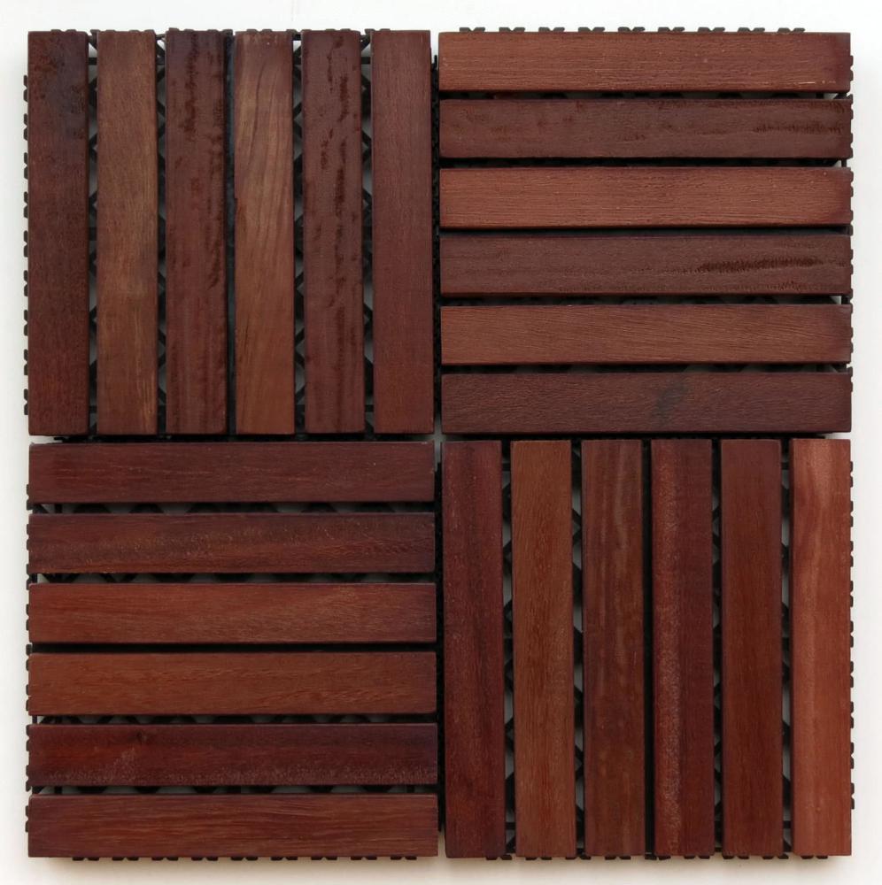 Miniatura Deck de Madeira Modular Base Plástica Isabela Revestimentos 30cm x 30cm (Placa) Madeira de Lei Mista