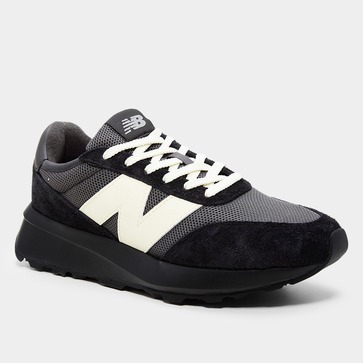 Miniatura Tênis New Balance 370v1 Unissex Preto+Bege - 34