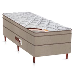 Miniatura Cama Box Viúva Castor Revolution com Molas Ensacadas 66x120x203cm – Branco/Bege