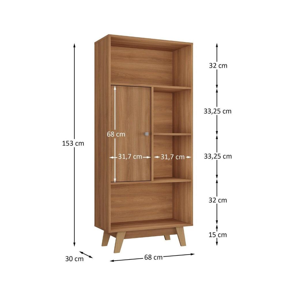 Miniatura Estante para Quarto Livreiro 1 Porta Maven Espresso Móveis Nogal