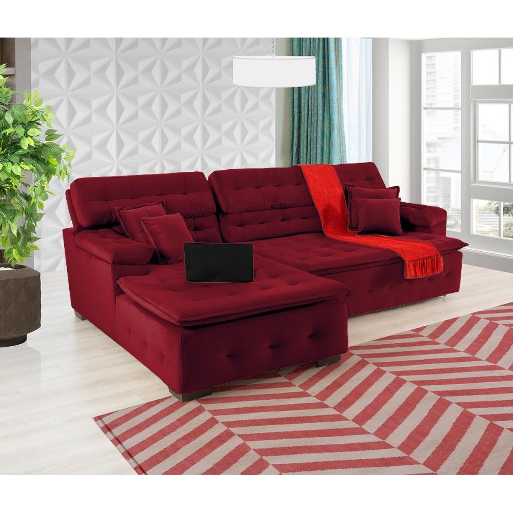 Miniatura Sofá Retrátil e Chaise Orlando 220x150 vinho