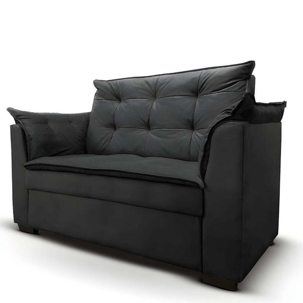 Sofá 2 Lugares Para Sala Moderno Confortável ágata Suede preto