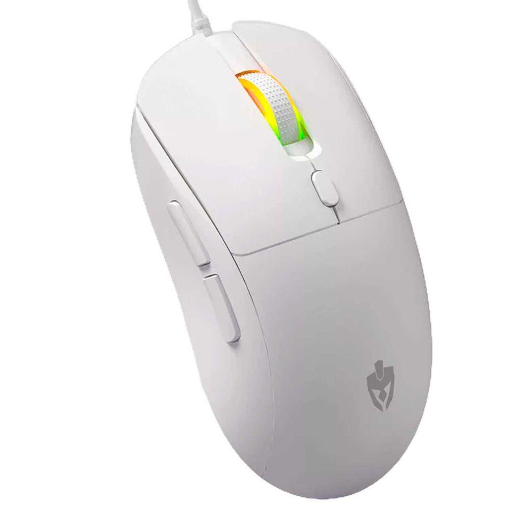Miniatura Mouse Gamer Programável Evolut Flyn Eg116, Usb, 7200dpi, Rgb, Acabamento Emborrachado, Cabo 1,5 Metros - Branco