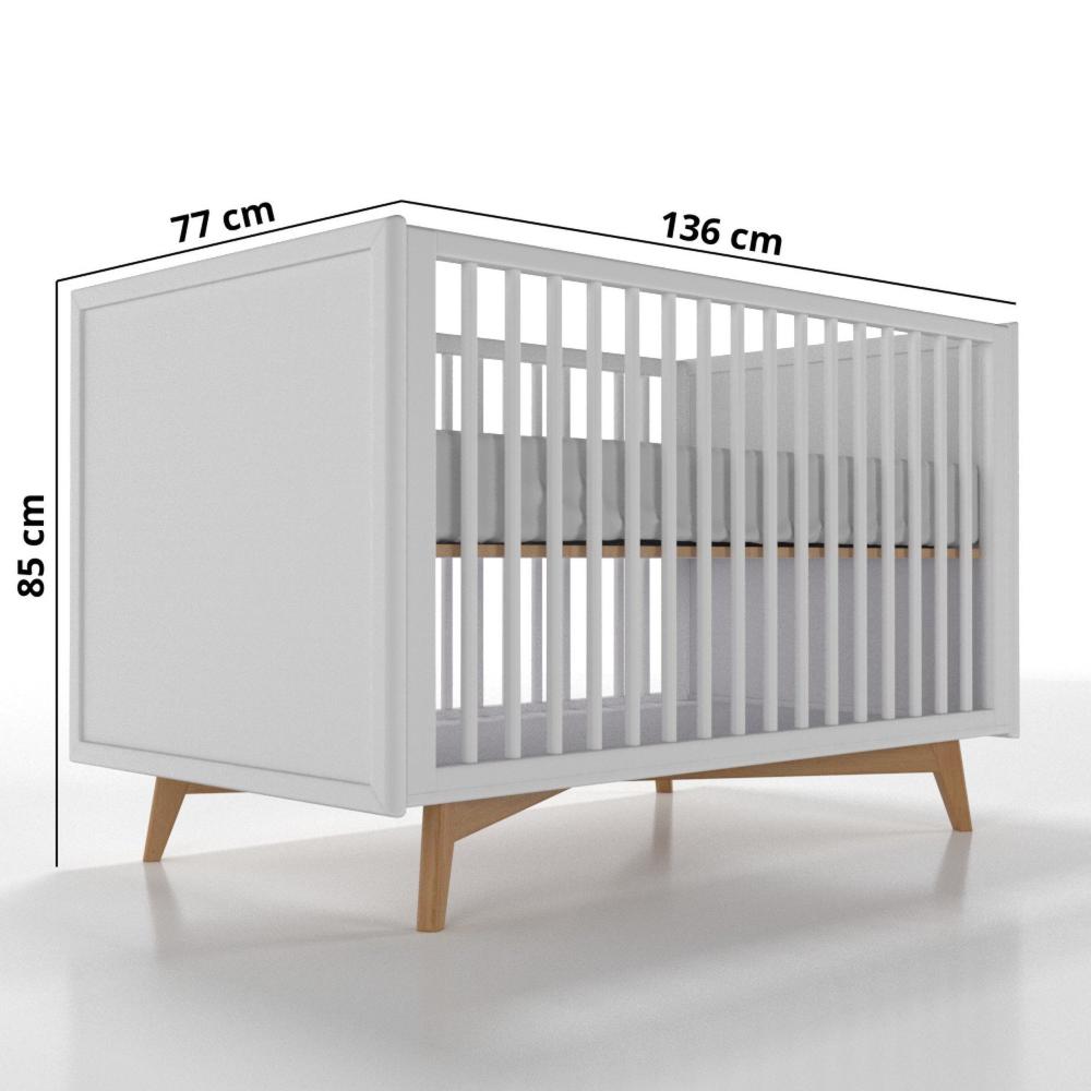 Miniatura Berço Americano em MDF Grade Fixa Zen Branco