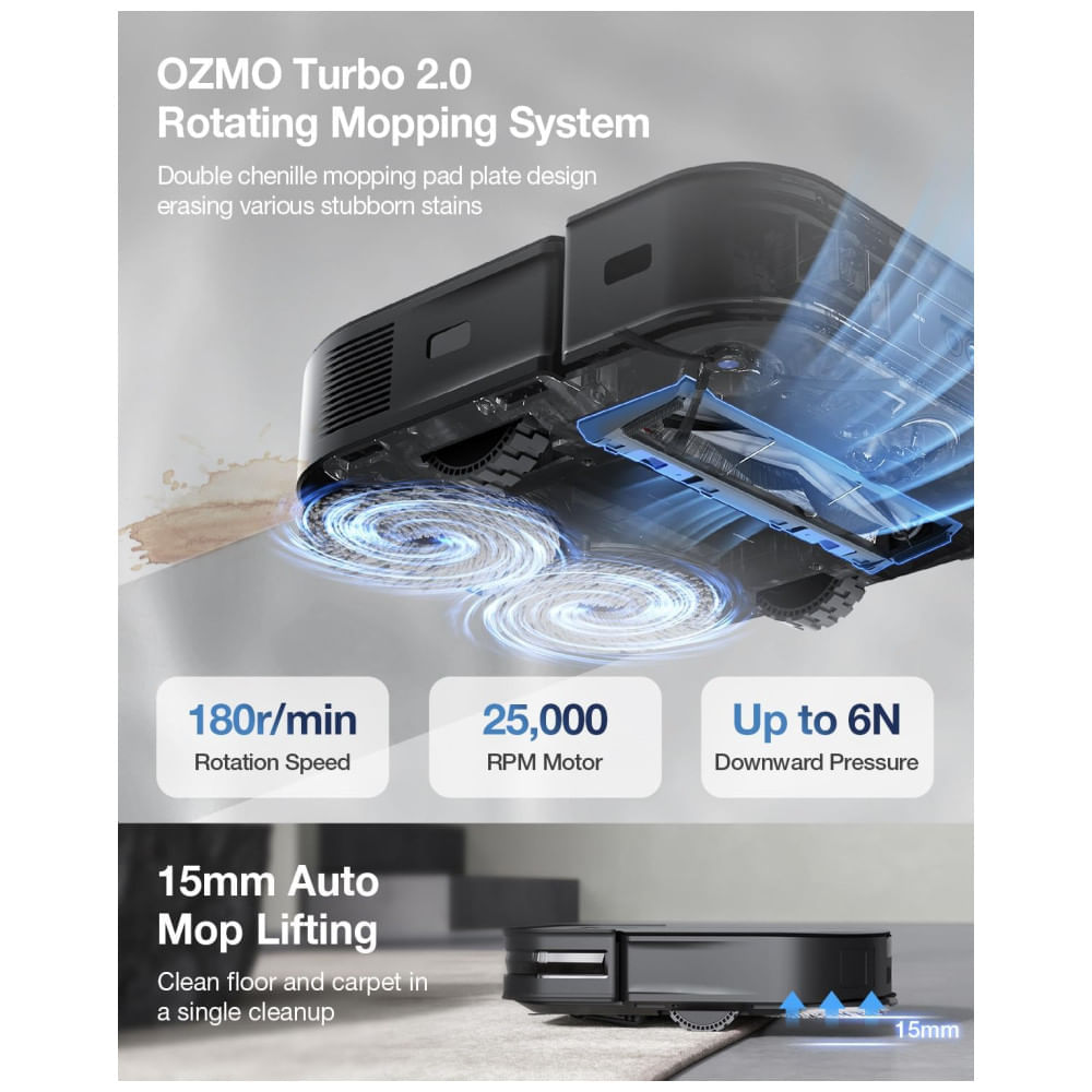 Aspirador Robô com Sucção Forte de 8000Pa, Água Quente e Esvaziamento Automático, 110V, ECOVACS X2 OMNI Combo, Preto