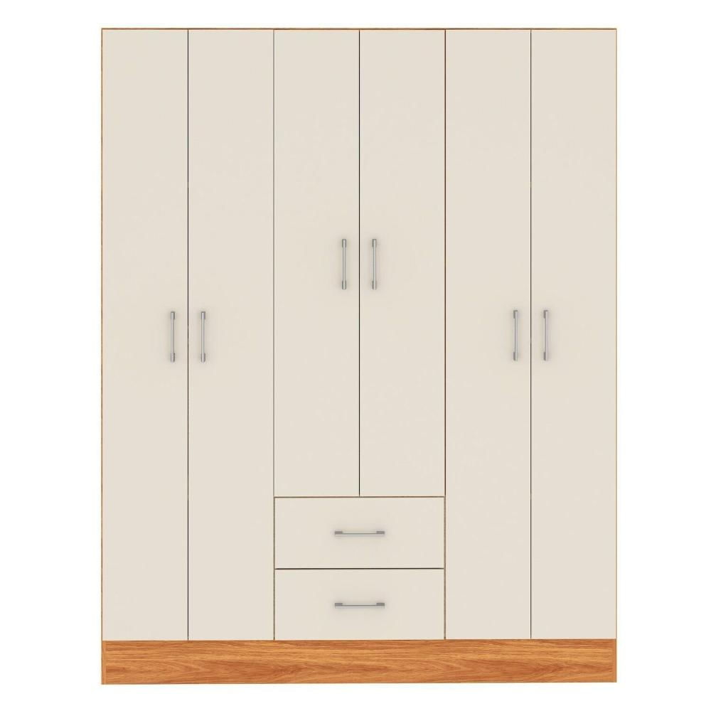Miniatura Guarda-roupa Jamaica 6 Portas 2 Gavetas Cinamomo/Off White
