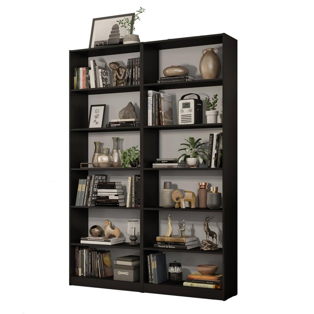 Miniatura Kit Madesa com 2 Estantes Livreiro 6908 - Preto Preto