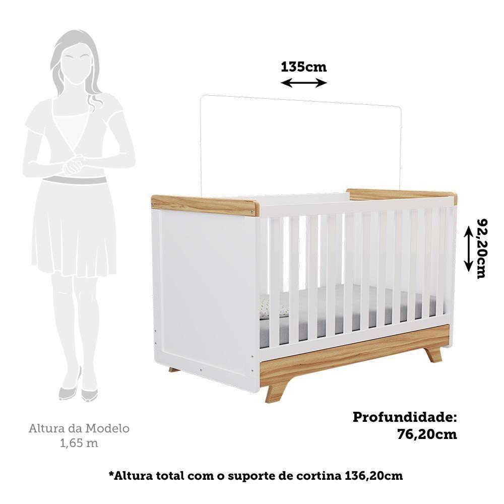 Jogo De Quarto Infantil Retrô Cômoda E Berço Branco Brilho/amêndoa - Móveis Peroba