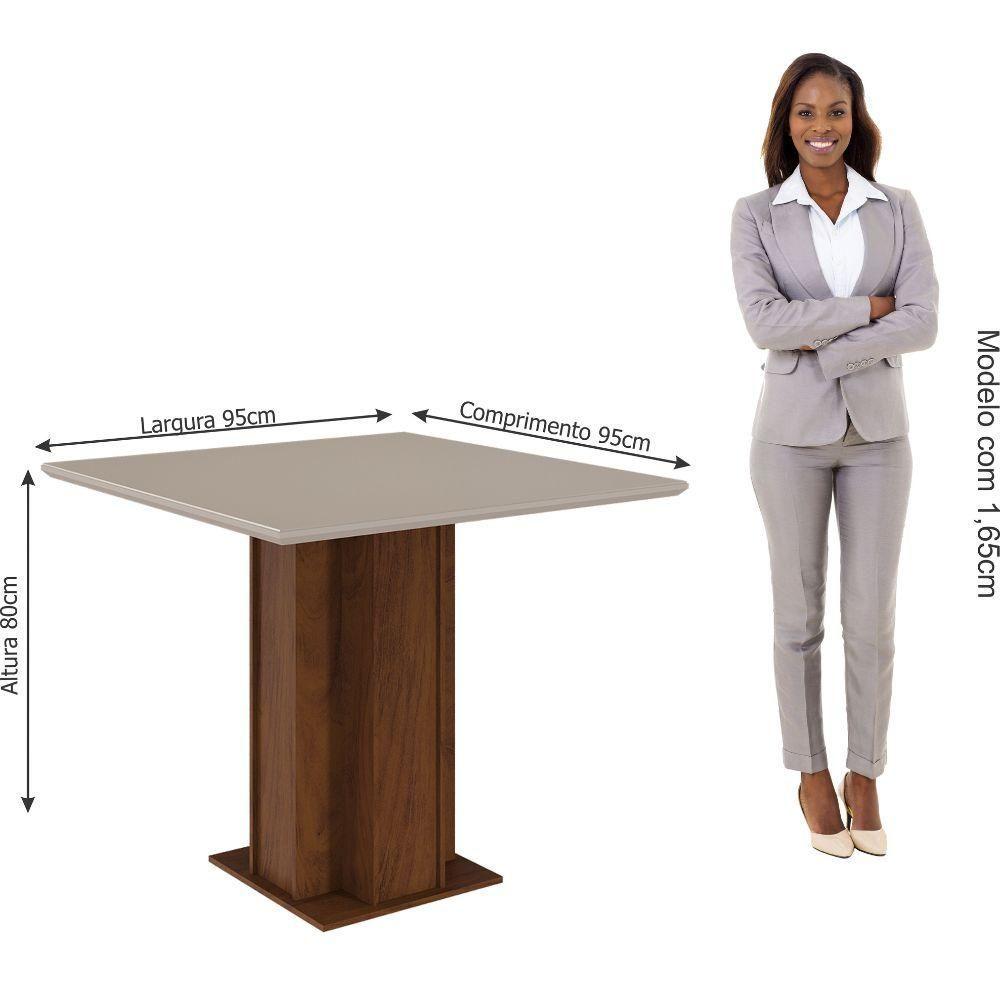 Miniatura Conjunto Sala De Jantar Sophia 95x95 Tampo Mdf/vidro 4 Cadeiras Maia Cimol Nature/off Whitegengibre