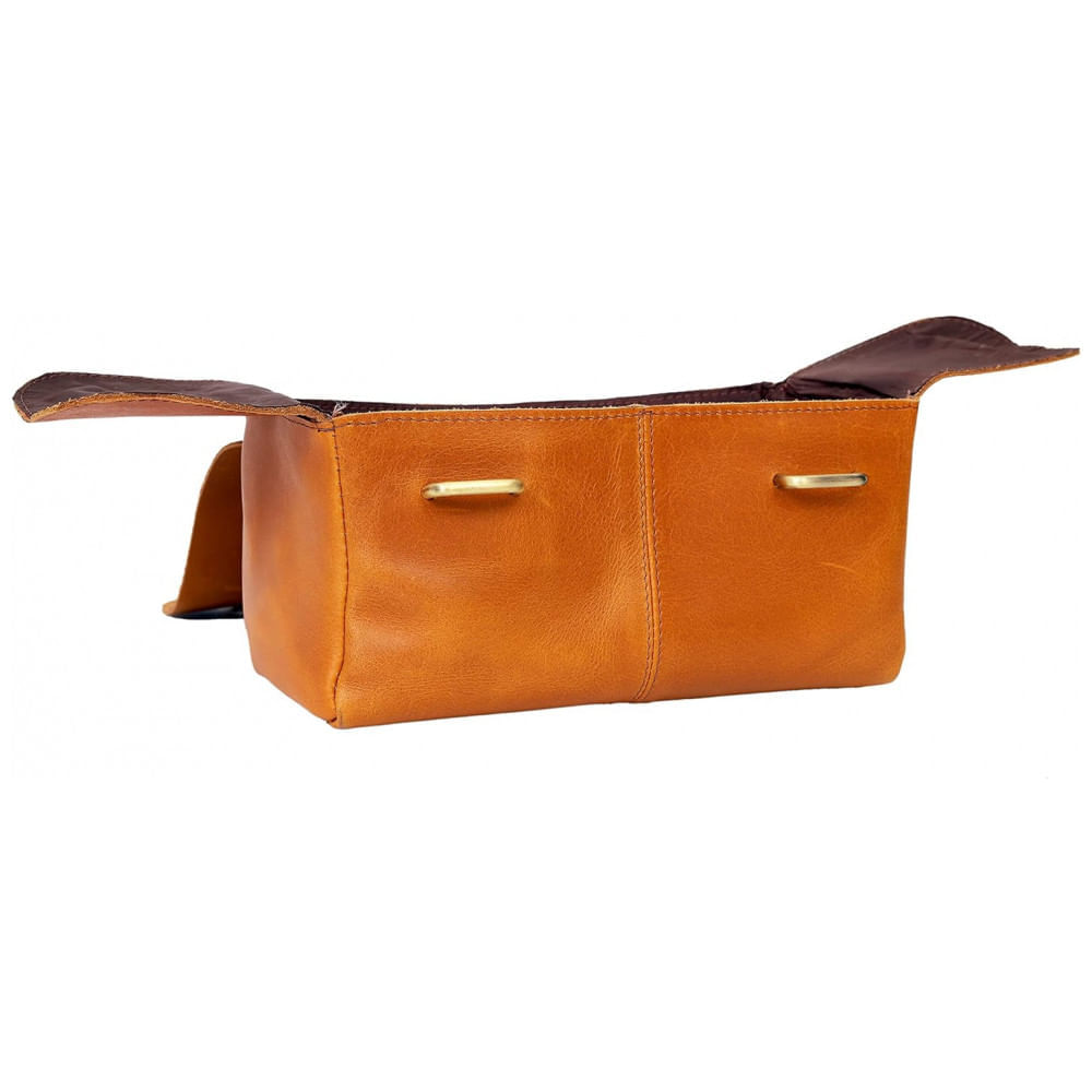 Miniatura Necessaire Masculina de Couro, CREATIVE LEATHER ART, Marrom Claro